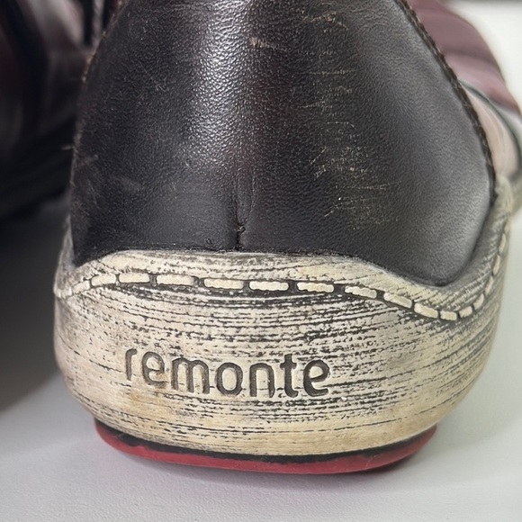 Remonte Chic Burgundy Leather Lace-Up Bootie High- Top Sneakers - Picture 7 of 11